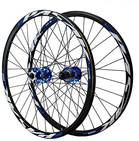 Mountainbike Laufräder, 24 Zoll Fahrrad Laufradsatz Doppelwandige Aluminiumlegierung MTB-Felge Scheibenbremse Schnelle Veröffentlichung 32 Loch 8 9 10 11 12 Speed (Color : Blue, Size : 24 inch)