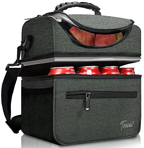 Kato Tirrinia Faltbare Kühltasche Groß, 13L, Isolierte Lunchtasche für Arbeit, Studenten, Kühlbox mit Fächern für Herren und Damen, Tragbare Picknicktasche für Reise, Strand, Camping, Holzkohle