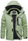 KEFITEVD Vestes Polaires Hiver Hommes Manteaux Pluie Multi-Poches Pêche Randonnée avec Capuche Amovible,Vert Clair,S