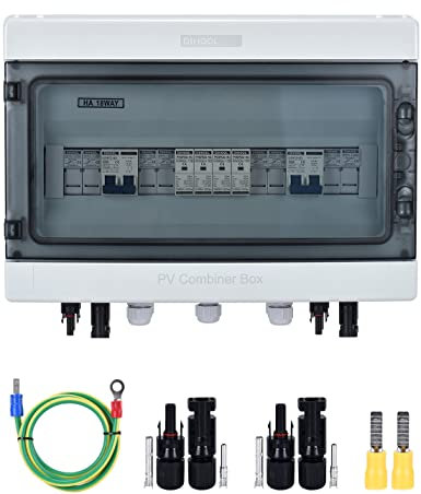 DC Überspannungsschutz PV Anschlusskasten DC500V 15A 2x 2 String Blitzschutz Für PV anlage Photovoltaik IP65 Gehäuse(4x 15A in,2x 30A out)