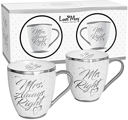 Love Mug®: Mr and Mrs Mugs - Wedding Gifts for Couple - 400ml, Award Winning Gift Retailer