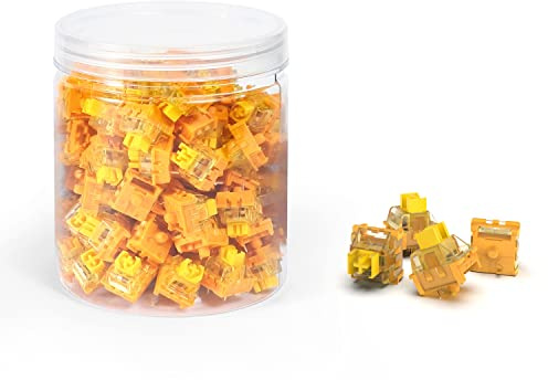 MAGIC-REFINER x Banana Yellow Switches for Mechanical Keyboard DIY, 38gf Linear Keyswitch 3 Pins, Pre Lubed with POM Stem Compatible for MX Mechanical Keyboard Switches Set (100PCS, Banana Yellow)