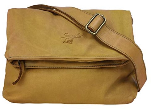 Samantha Look Umhängetasche Echt Leder Damen Made in Italy | 2in1 Bag zum Erweitern | Handtasche mit Magnetverschluss