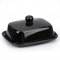 HONZUEN Beurrier Ceramique Noir avec Couvercle et Poignée, Boîte à Beurre Rectangulaire en Porcelaine, Conteneur de Beurre Élégant pour Cuisine, Frigo, Comptoir, Beurrier Individuel Design