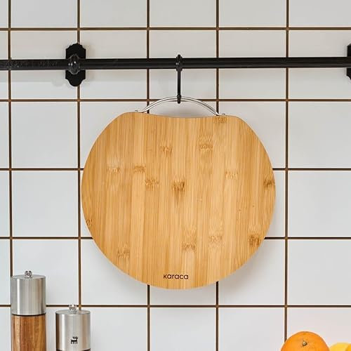 Karaca Owen - Tabla de cortar redonda de bambú, grande, madera