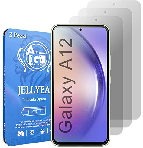 JELLYEA Film Mat pour Samsung Galaxy A12 [3-pièces] Verre Trempé Anti-reflets Anti-traces 9H Film de Protection pour Samsung Galaxy A12, 6,5
