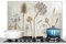 KitchenYeah© Pannello Paraschizzi Cucina Alluminio 90x60 cm Para Schizzi per Piano Cottura Parete Cucine Fiori - Acquerello - Natura morta - Marrone - Vintage