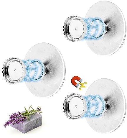 Porte Savon MagnéTique, 3 Pièces Porte Savon Aimanté sans Perçage, Savon Magnétique Porte, Porte-Savon Aimanté en Acier Inoxydable, Porte Savon Douche pour Salle de Bain Balcon Cuisine