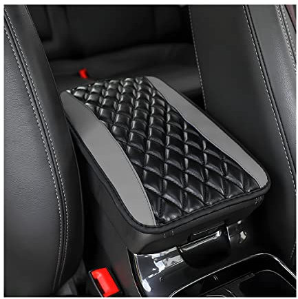 CGEAMDY Auto-Armlehnenkissen aus Leder, wasserdicht, für die meisten Autos, Lieferwagen und SUVs (Grau)