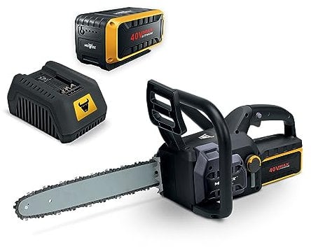 Mowox® ECS 3540 Li 40V Akku-Kettensäge, Kettenschmierung, Schnittgeschwindigkeit 9 m/s, Leerlaufdrehzahl 5000 U/min, Schnittlänge 35cm (inkl. 40V - 2,5Ah Batterie + 1A Ladegerät)