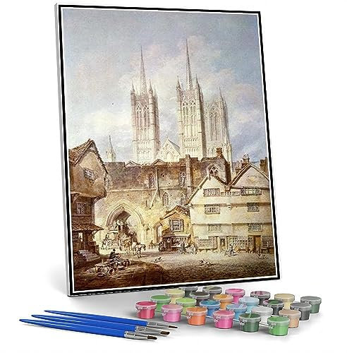 DIY Ölgemälde-Set, Kathedrale Kirche in Lincoln Gemälde von Joseph Mallord William Turner Kunsthandwerk für Heimdekoration