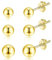 Hmzidz 3 Paare Sterling Silber 925 Ohrstecker Set für Damen Herren,Piercing Ohrringe mit Silber/Gold/Schwarz Kugel,Kleine Kugeln Ohrschmuck für Mädchen (Gold)