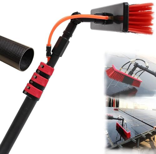 Water Fed Solar Panel Cleaning Kit, Photovoltaic Panel Cleaning Brush, Water Fed Window Washing Kit with Extension Pole, Jet Nozzle Power Washer for Patio Gutter Car Window