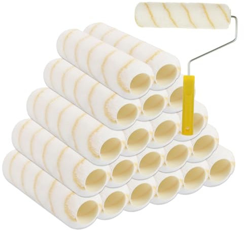 VIDETOL 25 PCS Roller Sleeves, 9 Inch Professional Paint Roller Set, Polyester Paint Rollers with Paints Rollers Handle for Ceiling Decoration, Renovations, Repair