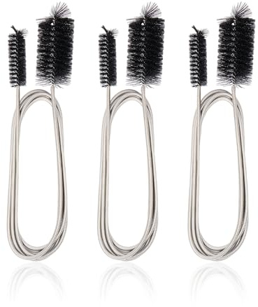 3 Spazzole per la Pulizia in Acciaio Inox - Lunga, Multiuso Flessibile, Doppia Estremità - per Tubi, Grondaie, Lavandini, Acquari