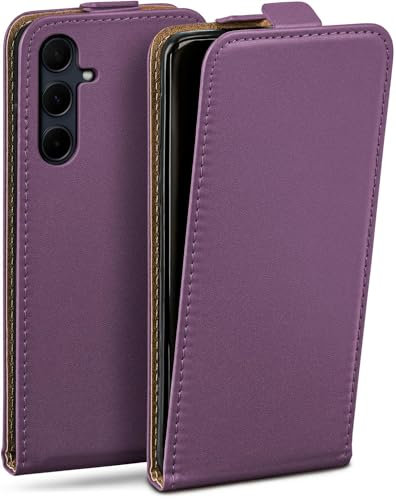 moex Étui de protection à rabat pour Samsung Galaxy A35 5G - Protection complète à 360° - En cuir végétalien - Avec rabat vertical - Magnétique - Violet