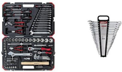 GEDORE red Steckschlüsselsatz, 100-teilig, Mit Umschaltknarre red Ring-Maulschlüssel-Satz, 24-teilig, SW 6-32, Chrom-Vanadium-Stahl, Silber