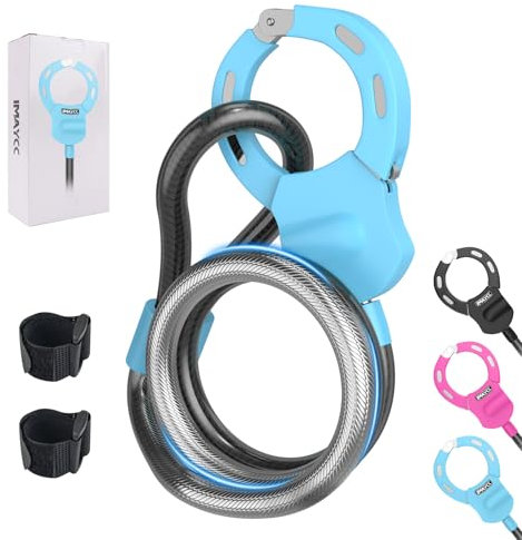 IMAYCC E Scooter Schloss, Tragbarkeit Fahrradschloss Hohe Sicherheit, Eindicken Kabelschloss für E Scooter, 50CM E Roller Schloss, Handschellenschloss für E Scooter, Mountainbike Rennrad(Blau)