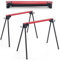HOMFME Folding Sawhorses, 1000KG Capacity Twin Pack Workbench with Support Arms, Portable Lightweight Metal Work Trestle Stands for Garage Workshop (Red + Black，97 x 47 x 76 cm)