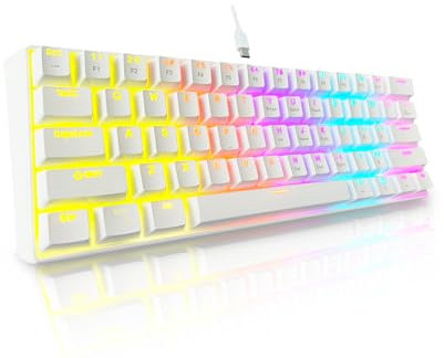 Bangsanth Mechanical Keyboard, 60% Mechanical Gaming Keyboard with Blue Switches and Dynamic 12-Mode Backlight - Plug and Play, 61-Key, Anti-Ghosting, for PC, Windows, Mac, Gamer, Office, Typists
