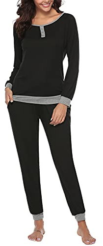 Nieery Pigiama Donna Invernale Cotone Lungo Pigiama Due Pezzi Set Pigiami Donna Leggero ed Elegante Comodo S-XXL