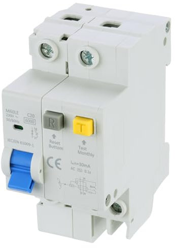 QUARKZMAN Disjoncteur Miniature 1Pole+N AC 230V 20A Montage Sur Rail DIN Interrupteur de Déconnexion AC Disjoncteur de Protection à Déclenchement Thermique Magnétique