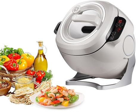 FfiMe Machine de Cuisson Automatique, Robot culinaire Commercial 6 L, Rotation Intelligente à 360 ° et Chauffage Complet, poêle antiadhésive multifonctionnelle, démarrage Intelligent en Un clic