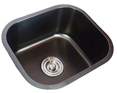 GLMGBP Spülbecken, Küchenspüle Edelstahl 304 Einzelspüle Einzelbecken rundes Eckwaschbecken Unterbauspüle Dicke 1,2 mm für Balkon Esszimmer/39X36X19Cm