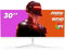 CRUA Computer Monitor 30 Inch White 200Hz 21:9 Wfhd (2560 x 1080P) 99% Srgb IPS Panel Ultra Wide Freesync Compatible Wall Mount Tilt