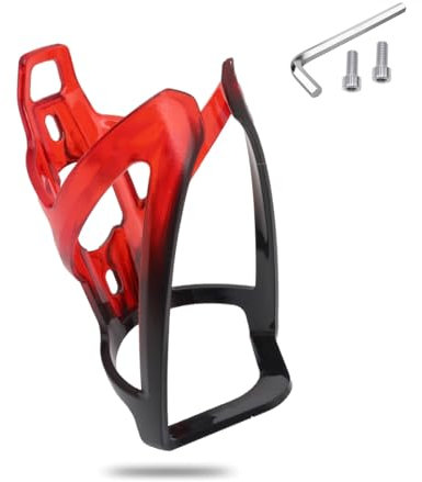 LICIQIC Bike Water Bottle Cage, Lightweight Bike Bottle Holder, for MTB Road Bicycle, with Screws and disassembly tools (Black-Red)