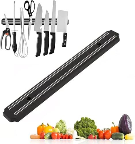 Knife Magnetic Holder,13 Inch Magnetic Strip for Knifes Wall Mounted Knife Store Back Strip Kitchen Utensil Holder Storage Bar Easy Access, Screws & Wall Fixing Included (33CM)