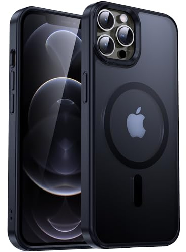 Supdeal Magnetisch Matte Hülle für iPhone 12/12 Pro, Kompatibel mit MagSafe Silikonhülle, Stoßfester Schutzhülle, Durchscheinende Handyhülle in Militärqualität Case Cover, 6,1, Schwarz