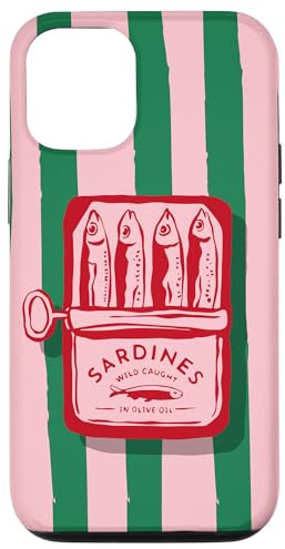 Pink Sardine Maximalist Vintage Food Stripes Aesthetic Cute Case for iPhone 12/12 Pro