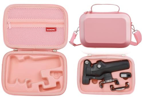 WOKEMA Father&I Gimbal Osmo Mobile 7P/7 Stabilizer Accessories Only (Carry-ing) Protective Case Box Hard Storage Bag Holder for DJI Osmo Mobile 7P Counter Weight Crossbody&Two Way Zipper, Peachy Pink
