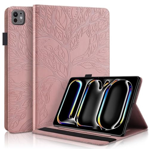 Custodia per tablet PC Compatibile con iPad Pro 13 2024 Custodia in pelle PU Flip Portafoglio Custodia protettiva Tree Of Life Custodia Compatible with tablet Slot Compatible with scheda Tablet PC Cov