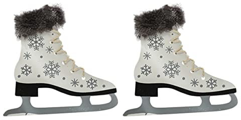 SOLUSTRE 2 Pcs Wooden Ice Skate Christmas Decorations Grey White Hanging Ornaments for Holiday Home Decor for Festive Parties and Tree Adornments