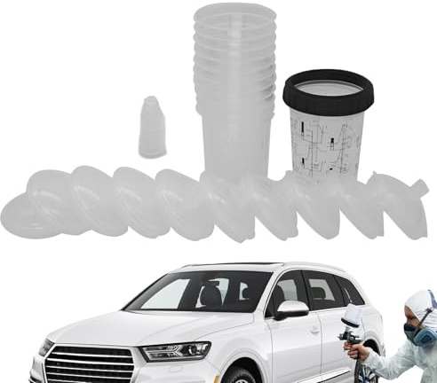 À Peinture Avec Couvercles 10 doublures 10 couvercles | Gobelet Mélangeur Pour Pistolet Pulvérisateur 400 ml, Bague De Retenue, 5 Bouchons pour peinture auto, revêtement