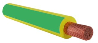 cordon, câble électrique, 1 mètre, 4 mm² mm2, 1 x 4 mm, couleur jaune - vert, câble terre en cuivre, unipolaire, conforme CPR, FS17, pour rénovation système électrique pour maisons et appartements