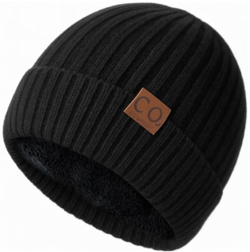 JazRvr Mütze Herren Damen Winter, Warme Beanie Herren mit Fleece Futter, Schwarze Beanie Damen, Warme und Bequeme Mütze, Stretchy Strickmütze Außenbereich Beanie Geschenke für Männer Frauen
