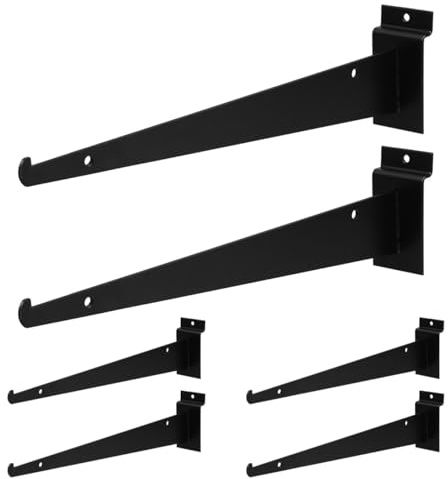 NOLITOY Lot De 6 Supports D'Étagère En Métal Pour Panneaux À Rainures Crochets À Slatwall Fixation Murale Pour Étagère De Rangement Montage Facile Garage Entrepôt Magasin 12.60 X 3.15 X 1.57 in
