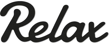 ebenkunst Relax Schriftzug Wanddeko – moderne Wanddeko aus schwarzem MDF | Schwarz durchgefärbtes MDF, Relax Schriftzug, S 45 x 17 cm & M 85 x 33 cm, Made in Germany, moderne Wanddeko