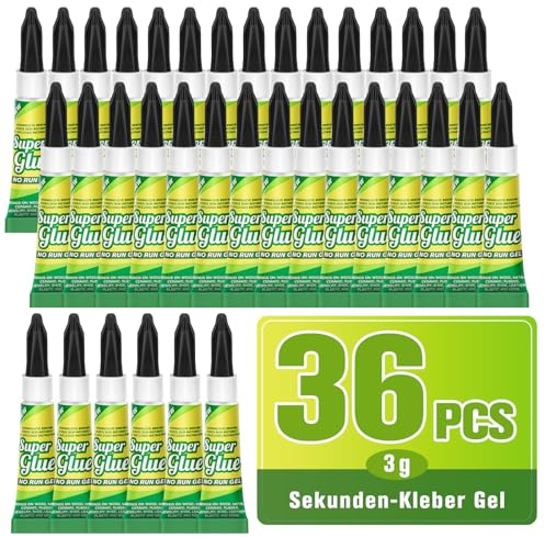Colla istantanea extra forte - 36 × 3 g Super colla impermeabile e trasparente, veloce - per tutto il legno, plastica, scarpe, porcellana, modellismo, per riparazioni in casa, officina e fai da te