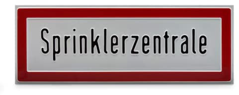 Betriebsausstattung24 Hinweisschild „Sprinklerzentrale“ - 29,7 x 10,50 cm - Aluminium - Befestigungsart: Zum Verschrauben - Hinweise für die Feuerwehr - Brandschutz-Erstausstattung nach DIN 4066-D1