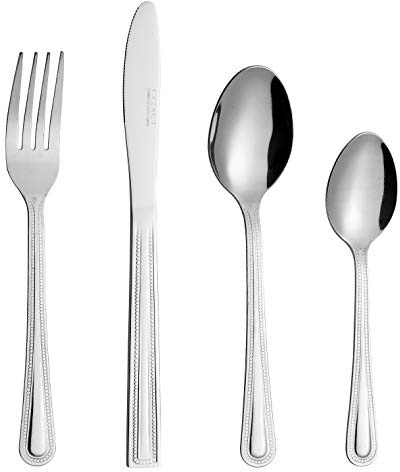 EXZACT 24 Piece Cutlery Set Stainless Steel Silverware Service for 6 | Dishwasher Safe Knife Fork Table Spoon And Tea Spoon For Daily Meals Parties Camping Guest Use