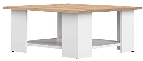Temahome Square 67x67 Couchtisch, Truciolat, Melamin, Weiß und Rovere, 67 x 67 x 30,5 cm (L-P-A)