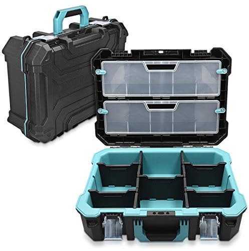 Navaris Techniker Werkzeugkoffer 20 1/2 leer - 52,5 x 38,9 x 19cm - mit 2 Stahlschließen mehrere Fächer 2 Organizer Boxen - Koffer ohne Werkzeug