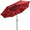 COSTWAY Parasol de Jardin Extérieur Ø 300 CM, Parasol Inclinable Lumineux Solaire avec 24 LED, Parasol Droit avec Manivelle et 8 Baleines Métalliques Robustes, pour Balcon Jardin Terrasse(Vin Rouge)