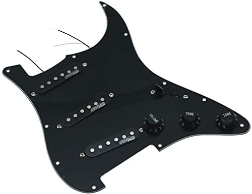 Dopro Loaded Guitar Pickguard with Wilkinson Pickups Prewired ST Pickguard for USA/Mexico FD Strat Stratocaster Black 3Ply