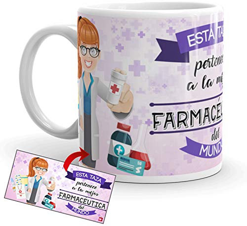 Kembilove Taza de Café de la Mejor Farmacéutica del Mundo – Taza de Desayuno para la Oficina – Taza de Café y Té para Profesionales – Taza de Cerámica Impresa – Tazas de 350 ml para Farmacéuticas