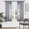 Topfinel Gardinen mit Kräuselband Grau Vorhänge Halbtransparent Voile Gardine Wohnzimmer Modern 140x160cm (BxH) Vorhang Schlafzimmer Fenster Curtains